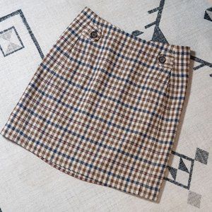 EUC Vintage Look Wool Plaid with Buttons Mini Skirt